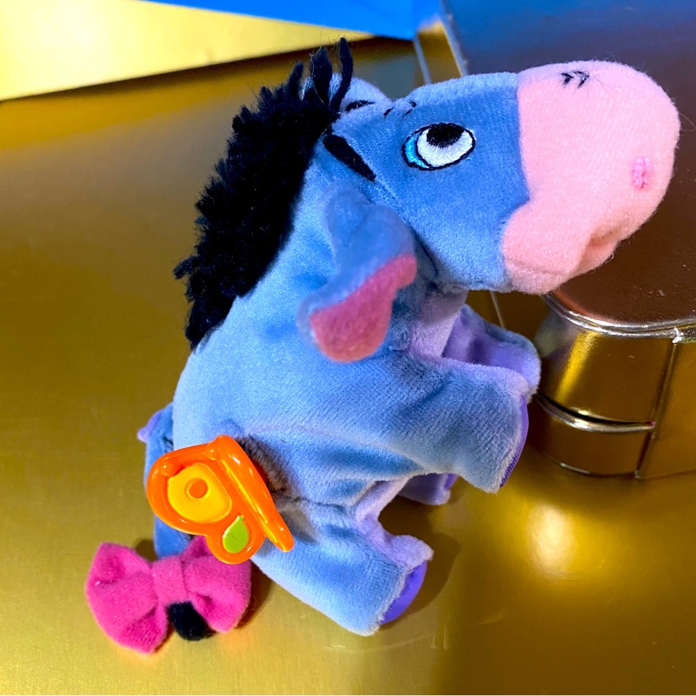 DISNEY WINNIE THE POOH SAD EEYORE  WITH BUTTERFLY VTG 2001 MINI PLUSH 5”